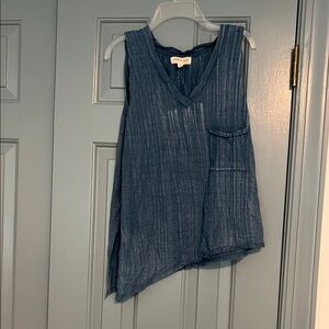 Cloth & Stone Asymmetrical Blue Tank Top